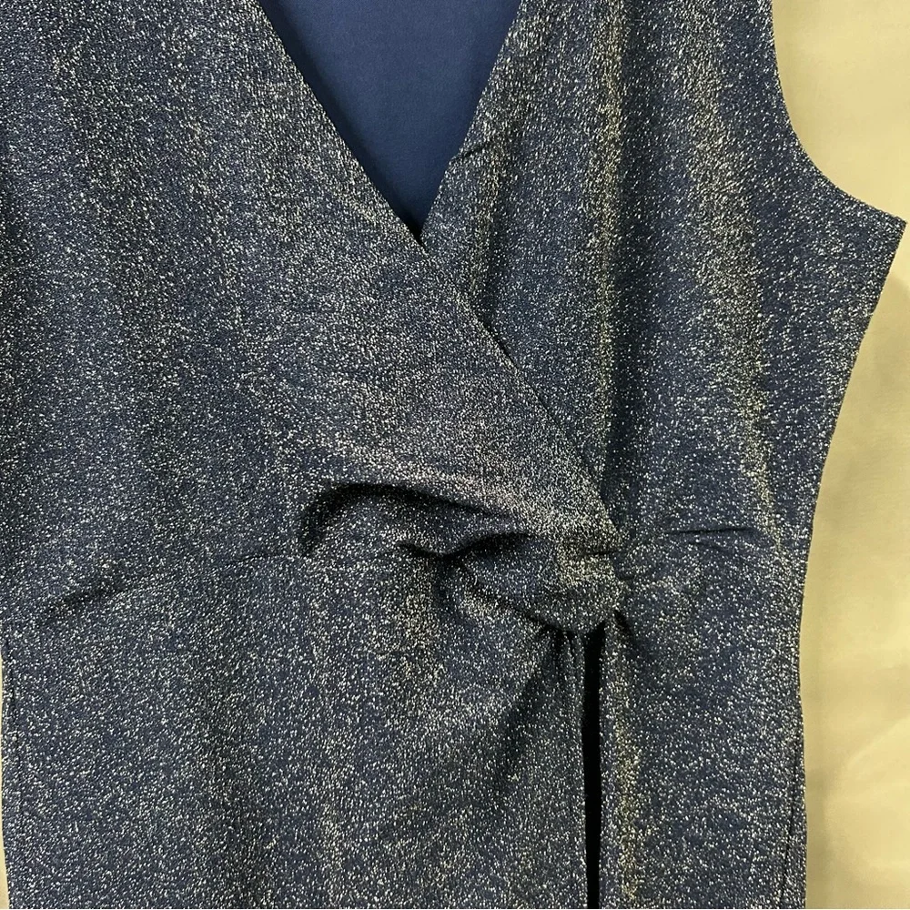 Serra blue sparkly faux wrap fully lined‎ dress size medium